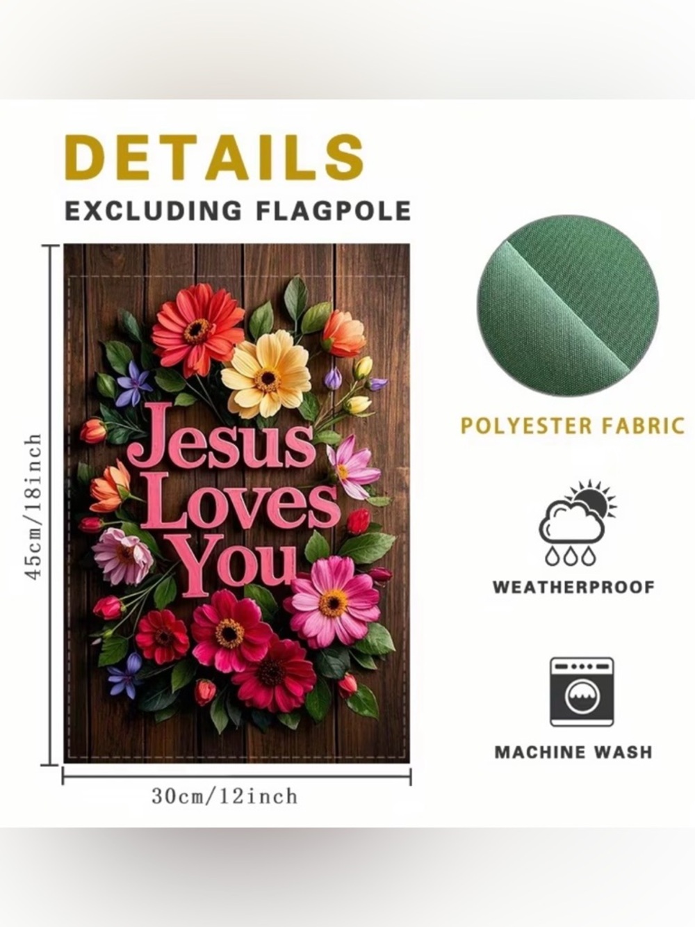 Flag Jesus Loves You Garden Flag, NEW - Picture 2 of 6